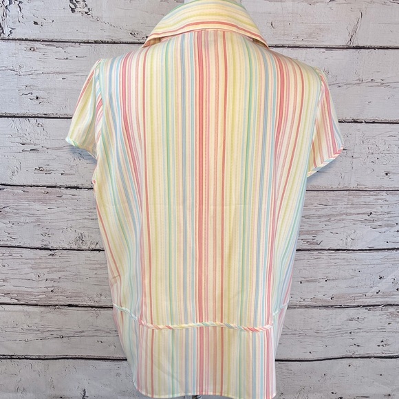 MILANO Button Front Blouse Pastel Stripes-Large - Picture 3 of 3